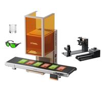 xTool F2 Ultra UV Laser Engraving Machine bundle with Auto Streamline Conveyor & RA3 Rotary Attachment & Laser Safety Glasses & K9 Rectangle Crystal Glass Blanks