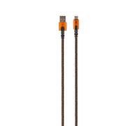Xtorm Xtreme USB to USB-C Cable (1.5m) Heavy Duty Connector, Bend-Resistant Cable (33% Aluminium, 54% Nylon Braid), XFLEX Technology, Includes Cable Ties, Black/Orange