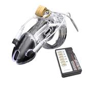 Xtoyz4U Electric Shock Chastity Device Adjustable Male Chastity Cage Electric Shock Pulse Men's Plastic Chastity Lock Penis Lock Adjustable Clasp Ring Adult Sex Toys Clear