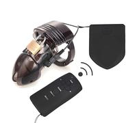 Xtoyz4U Electro Stimulation Cock Cage Chastity Device Erection Penis Cage Adjustable Chastity Cage with Electric Shock Function Chastity Cage Adult Sex Toy (Remote Control + Black Chastity Cage)