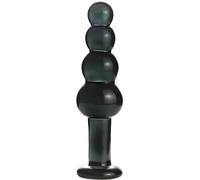 Xtoyz4U Glass Anal Beads, Crystal Penis Butt Plug with Graduated Beads Sex Toy G-spot Clitoris Vaginal Personal Massage Stimulation, Anal Training Expander Dildo for Men/Women Masturbation (Black)