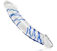 Xtoyz4U Realistic Glass Double-Ended Dildos, 11 inch Huge Blue Swirl Rock Hard Large Crystal Penis Dildo with Vivid Glans for Double Sided Anal Butt Plug G-spot Stimulator Adult Sex Toy