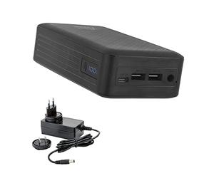 XTPower XT-27000DC-AO-PA Powerbank without DC cut-out, AC Adapter Included - External Battery DC 5 V to 24 V + USB-C PD + 2 USB QC3 with 26800 mAh - for Speaker Radio Photographers