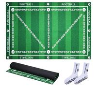 XTQFH Football Training Mat,60 * 90cm football skills mat with a Pair of Anti-slip Socks,soccer mat Improve Football Skills, Dribbling Control, Step Training Equipment for Indoor and Outdoor Use