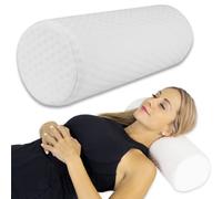 Xtra-Comfort Cervical Roll - Pain Relief - Soft Neck Bolster Lumbar Cushion for Leg, Back - Firm Memory Foam Support with Bamboo Removable Cover - Sleep Wedge for Bed, Travel, Yoga(White, 6 Inch)