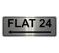 xtra-print 841 Custom Personalised FLAT Number Left Arrow Metal Aluminium Plaque Sign Door Gate House (120x40mm., Brushed Silver)