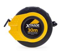 XTrade 30 m / 100 ft Closed-Case Tape Measure - Metric & Imperial, Double-Sided PVC-Fibreglass Blade, Shock-Absorbent ABS Housing, Ground Spike, Class III Accuracy