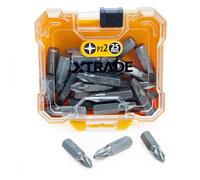 XTrade PZ2 25mm Screwdriver Bits, 25 Piece, S2 Premium Steel, External Hex Shank for Use in Impact Drivers, Drill Drivers, Screwdrivers in A Handy Storage Case