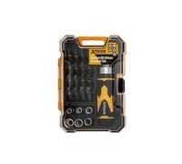 XTrade X0900076 23 Piece Ratchet Bit Driver & Socket Set S2 Steel Comfortable Ratcheting Driver Handle in A Durable Storage Case