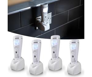 Xtralite NiteSafe Maxi Rechargeable Night Light - 4 Function LED Nightlight, Power Failure Light, Torch and Work Light - Four Pack