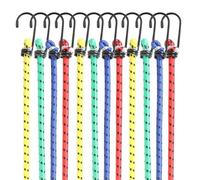xtralotz - Heavy Duty Bungee Shock Tension Cords with Hooks - 12 Pack - Multi-Purpose Elastic Bungee Straps for Luggage, Camping, Tarps, Tents, Awning- Weatherproof & UV Resistant