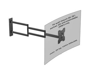XTRARM Axis XL 108,5 cm TV wall mount, long swivel arm wall, extend, rotate, tilt, rotate, 27-55 inches 25 kg