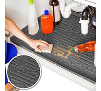 Xtreme Mats Under Sink Mat for Cabinets (Grey 19" 1/4 x 19 1/4) Shelf Liner Prevents Leak Damage in Bathroom Vanity Cabinets, Flexible Undersink Driptray, Multi-Purpose Waterproof Utility BootTray