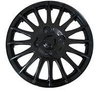 XtremeAuto® 14'' Race Sport Black Car Wheel Trim Hub Cap Covers Multi-Spoke - Includes Chrome Valve Caps and Black Cable Ties