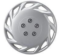 XtremeAuto® 15'' Classic Silver Car Wheel Trim Hub Cap Covers Turbine Style - Includes Chrome Valve Caps and Silver Cable Ties …