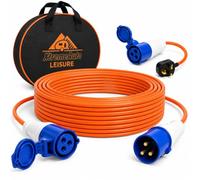 Xtremeauto 25M Caravan Electric Hook Up Cable Set - 16A 240V Camping Extension Lead with 16A to 13A Adapter & Water Resistant Storage Bag, IP44 for Caravan, Motorhome & Campervan