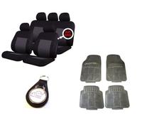 XtremeAuto® 9 PCE Earling Classic Grey/Black Seat Covers + Rubber car Mats Set Complete with Keyfob