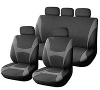 XtremeAuto® 9 Piece Grey and Black Supreme Classic Seat Covers - Soft Fabric - Includes Sicker