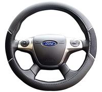 XtremeAuto® Black Leather With BLACK Mesh Grip Steering Wheel Protector Cover - Includes XtremeAuto Sticker