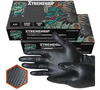 Xtremeauto Black Nitrile Gloves - Diamond Grip, Extra Thick & Strong for Mechanics - Disposable, Powder-free & Latex Free (2 Boxes, Large)