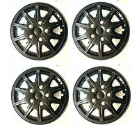 XtremeAuto® Black Wheel car Hub Trims Cover Set of 4 Complete with Ties, Valve caps & Sticker (13 INCH)