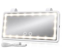 Xtremeauto Car Vanity Mirror with LED Lights, Rechargeable Sun Visor Makeup Mirror with 3 Light Modes & Touch Dimmable Brightness, USB Car Mirror for Women & Girls Interior Accessories (White)