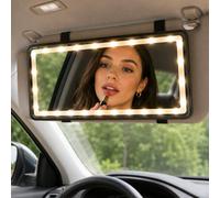 Xtremeauto Car Vanity Mirror with LED Lights, Rechargeable Sun Visor Makeup Mirror with 3 Light Modes & Touch Dimmable Brightness, USB Car Mirror for Women & Girls Interior Accessories (Black)