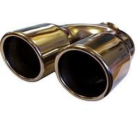 XtremeAuto® Chrome Silver Stainless Steel Exhaust Trim Tail Piece End Twin Pipe Exit Weld On 52mm Tip Bore - Includes XtremeAuto Sticker