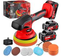Xtremeauto Glide X6 Cordless Car Polisher - 6-Speed Dual-Action 21 mm Orbit Buffer with 2× 21 V 4.0 Ah Batteries, Brushless Motor & Pad Kit for Car Detailing, Waxing & Scratch Removal