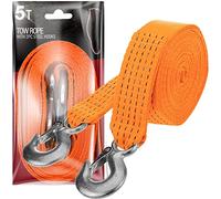 Xtremeauto Heavy Duty Tow Rope Straps With Steel Hooks Car Breakdown Recovery Equipment Cable Winch Rope - 5 Tonne - 4M Length Ropes (5 Tonne)