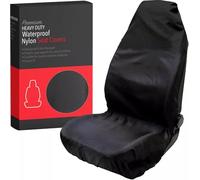 Xtremeauto Heavy Duty Waterproof Car Seat Cover Universal Front Seat Protector for Cars, Vans & Commercial Vehicles, Nylon Work Seat Cover, Airbag Compatible, Easy Clean, Black (Single)