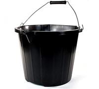 XtremeAuto Multipurpose Stadium Bucket Flat Edge Black Heavy Duty 3 Gallon 15 Litre Builders Equestrian Plasterers Tradesmen Labour (1)