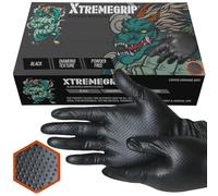 Xtremeauto Nitrile Gloves - Disposable, Diamond Grip Black, Powder-Free & Latex Free - Extra Thick & Strong Rubber for Mechanics (1 Box, Large)