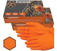 Xtremeauto Nitrile Gloves - Disposable, Diamond Grip Orange, Powder-Free & Latex-Free - Extra Thick & Strong Rubber for Mechanics (2 Boxes, Large)