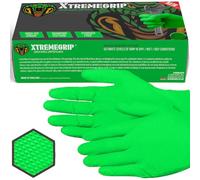 Xtremeauto Nitrile Gloves - Disposable Gloves, Diamond Grip Green - Powder-free & Latex Free Nitrile, Extra Thick & Strong Rubber (1 Box, M)
