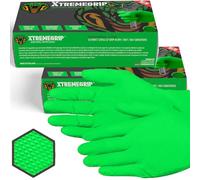 Xtremeauto Nitrile Gloves - Disposable Gloves, Diamond Grip Green - Powder-free & Latex Free Nitrile, Extra Thick & Strong Rubber (2 Boxes, L)
