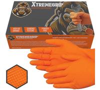 Xtremeauto Nitrile Gloves - Disposable Gloves, Diamond Grip Orange Gloves - Powder-free & Latex Free Nitrile Gloves, Extra Thick & Strong Rubber Gloves (1 Box, Large)