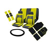 Xtremeauto® Universal RS Car Front and Rear Seat Cover and Floor Mat Set (Yellow)