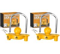 Xtremeauto Universal Trailer Hitch Lock for Standard 50mm Couplings - Heavy-Duty Anti-Theft Tow Hitch Lock, Alloy Steel & Aluminum, Bright Yellow, 2 Safety Keys Included (Pack of 2)