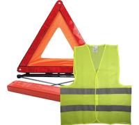 Xtremeauto Warning Triangle & High-Vis Vest Road Safety Emergency Breakdown Essential Car Kit Reflective Emergency Triangle Car, Complies EU Standard ECE R27, French Driving Warning Triangle
