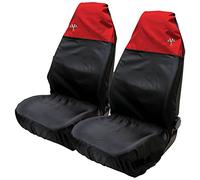 Xtremeauto® Waterproof FRONT Seat Covers with Chequered Flag Logo (Red)