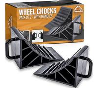 Xtremeauto Wheel Chocks with Handles - Tyre Saver Brake Stoppers Ridged Wedges for Cars, Caravans, Horseboxes, Trailers & Motorhomes (2 Pack)