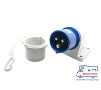 Xtremeleisure Caravan Motorhome Campervan Waterproof Electric Hookup 3 Pin Wall Mounted Plug + Cap