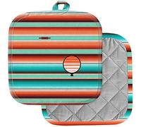 XtremePads [Pack of 2] Pot Holders for Kitchen, Washable Heat Resistant Pot Holders, Hot Pads, Trivet for Cooking and Baking (Teal Orange Turquoise Southwestern Blanket)