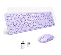 XTREMTEC 2.4G Full Size Wireless Keyboard and Mouse Combo - Ultra Slim Silent Cute Keyboard with USB Receiver for Windows, OS, PC, Desktop, Mac, Tablet US Layout(Lavender Purple)
