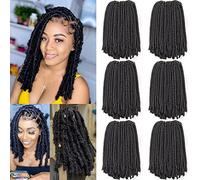 Xtrend 10 Inch 6 Packs Spring Twist Hair For Butterfly Faux Locks Short Crochet Braids Hair Synthetic Black Spring Curl Hair Extension For Women (1B#)