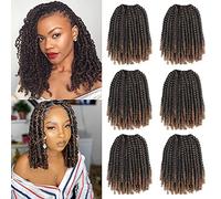 Xtrend 10 Inch 6 Packs Spring Twist Hair For Butterfly Faux Locs Short Crochet Braids Hair Synthetic Ombre Spring Curl Hair Extension For Women (T27#)