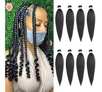 XTREND 16 Inch Natural Black EZ Braids 8Packs Pre-Stretched Easy Braiding Hair Extensions for Box Braids Hair Hot Water Setting Synthetic Fiber Hair Extensions 1B#