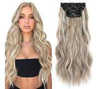 Xtrend 16-Inch Wavy Hair Extensions - 4PCS Clip-in Synthetic Hair Pieces for Women and Girls - Full Head Set Thick Curly Wavy (12H613)