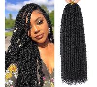 Xtrend 18 Inch 8Packs 12 Strands/Pack Pre-twisted Passion Twist Hair Pre looped Black Passion Twist Synthetic Braiding Hair Extensions for Black Women(1B#)